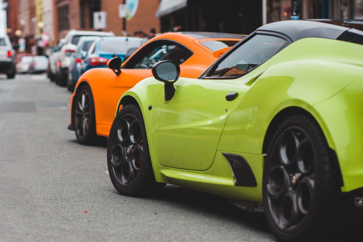 Contemporary Luxury Bright Sports Autos on Asphalt jigsaw puzzle