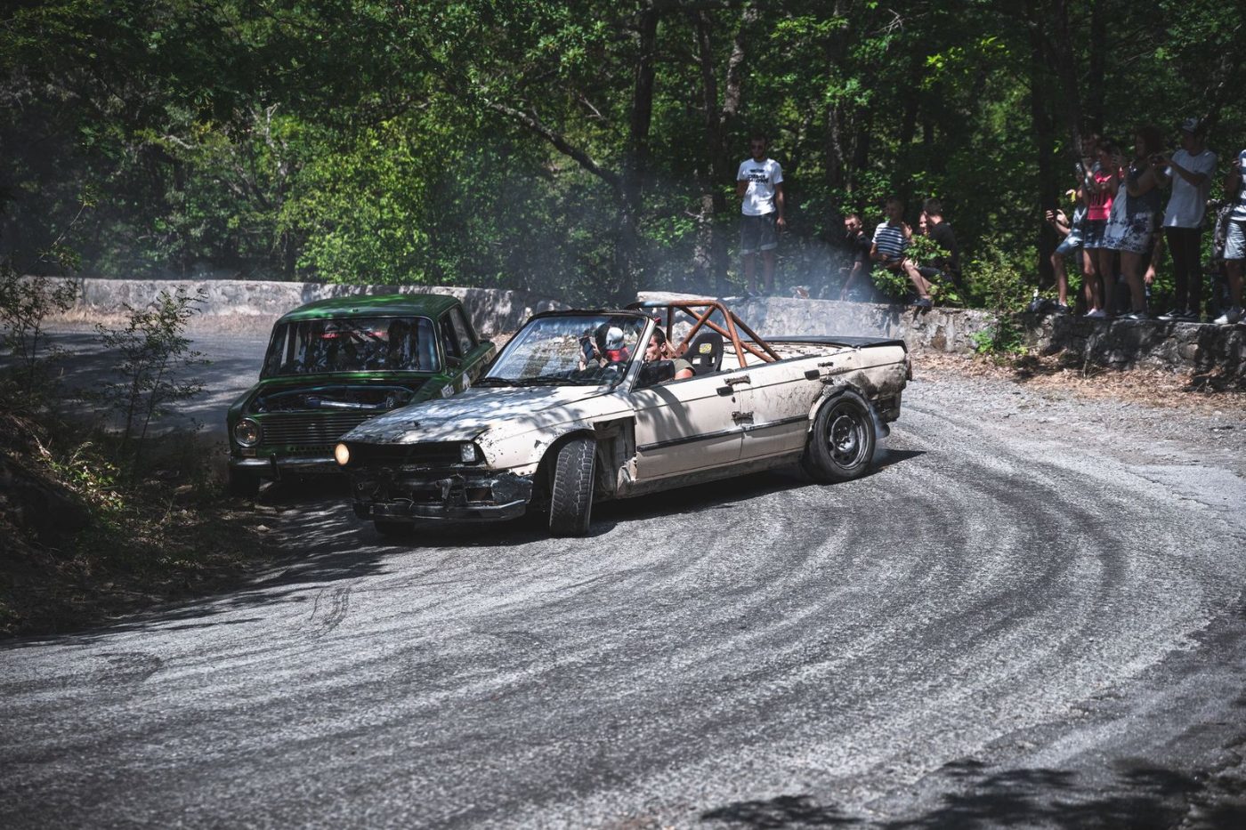 Exciting Rally Scene with Cars Drifting Around jigsaw puzzle