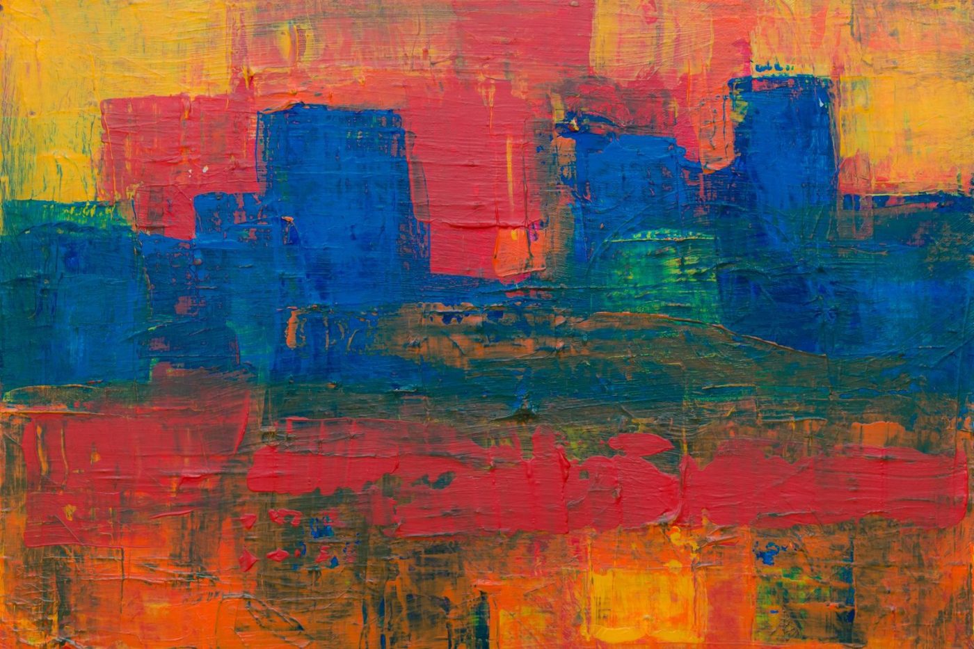 A Dynamic Abstract Painting Featuring Vivid Red jigsaw puzzle