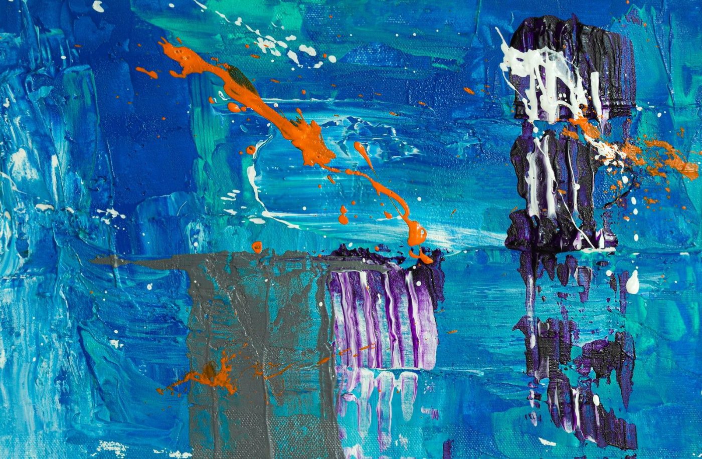 Abstract Painting with Vibrant Blue Orange and jigsaw puzzle
