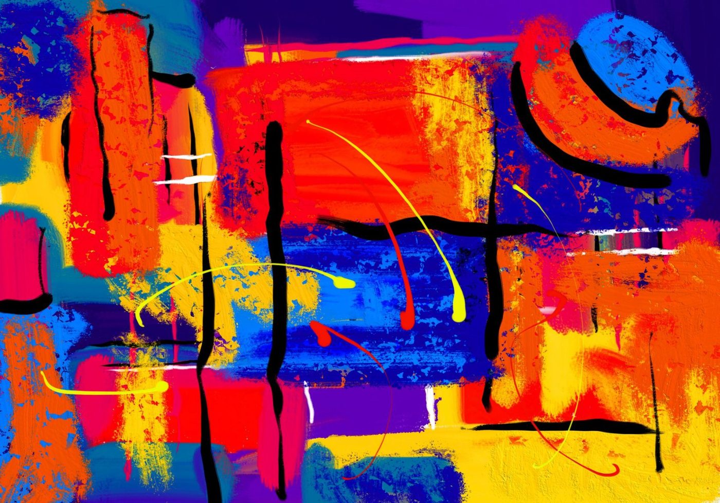 Colorful Abstract Painting with Bold Strokes and jigsaw puzzle