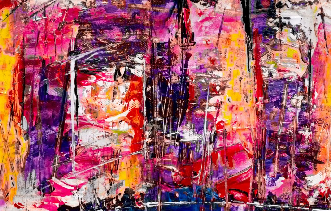 Colorful Abstract Painting with Dynamic Strokes on jigsaw puzzle