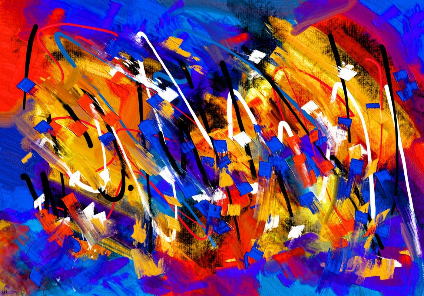 Dynamic Abstract Acrylic Painting with Bold Colors jigsaw puzzle