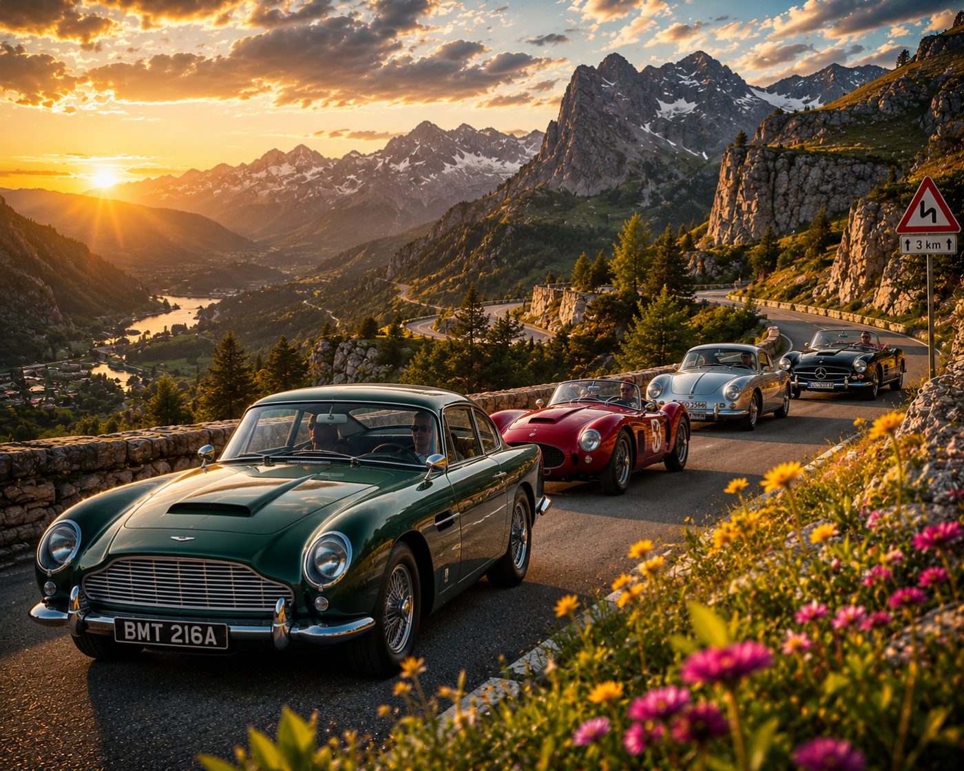 Vintage Cars on a Mountain Pass — Free Online Jigsaw Puzzle | Jigsaw Planet