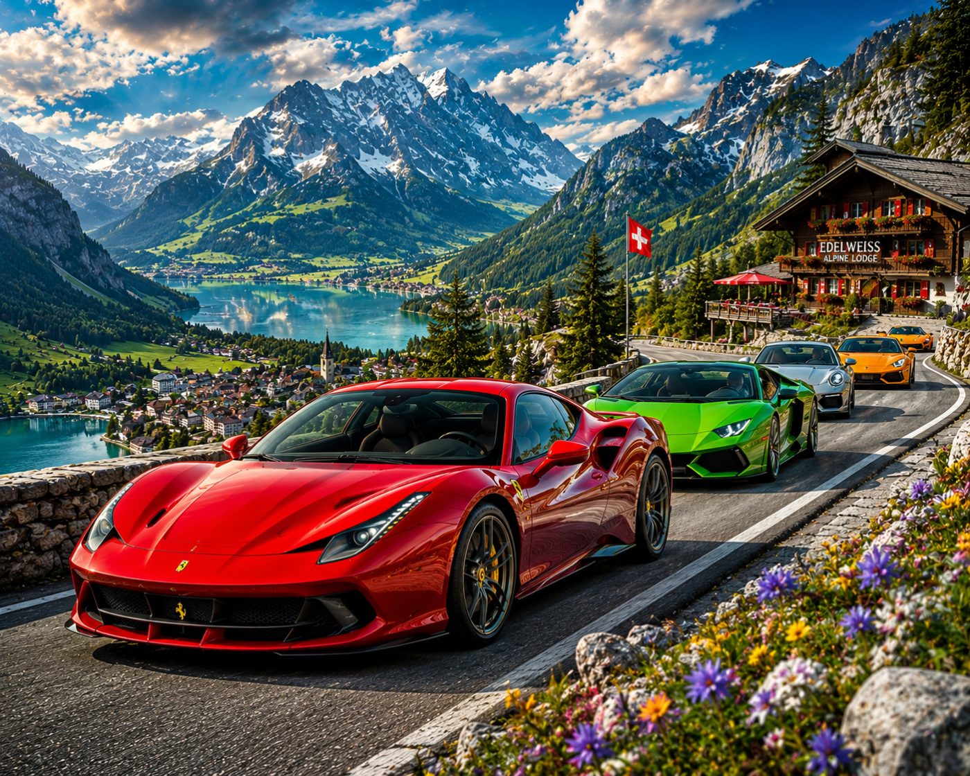 European Supercars on Alpine Roads jigsaw puzzle